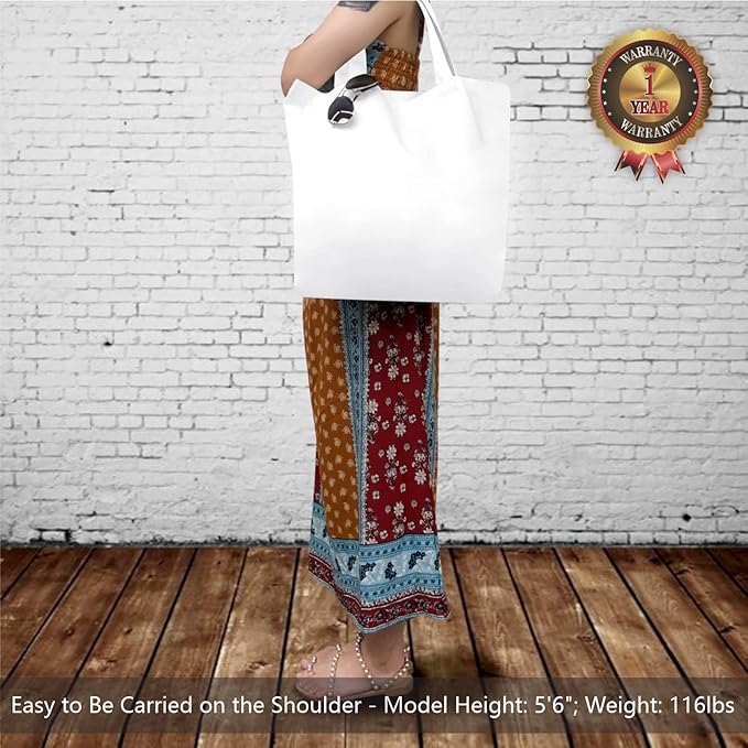 TOPDesign 12-Pack Super Strong Large 12oz Cotton Canvas Tote Bags, Reusable Grocery Shopping Cloth Bags, Fashionable Two-Tone Totes for Crafts, DIY Your Creative Designs