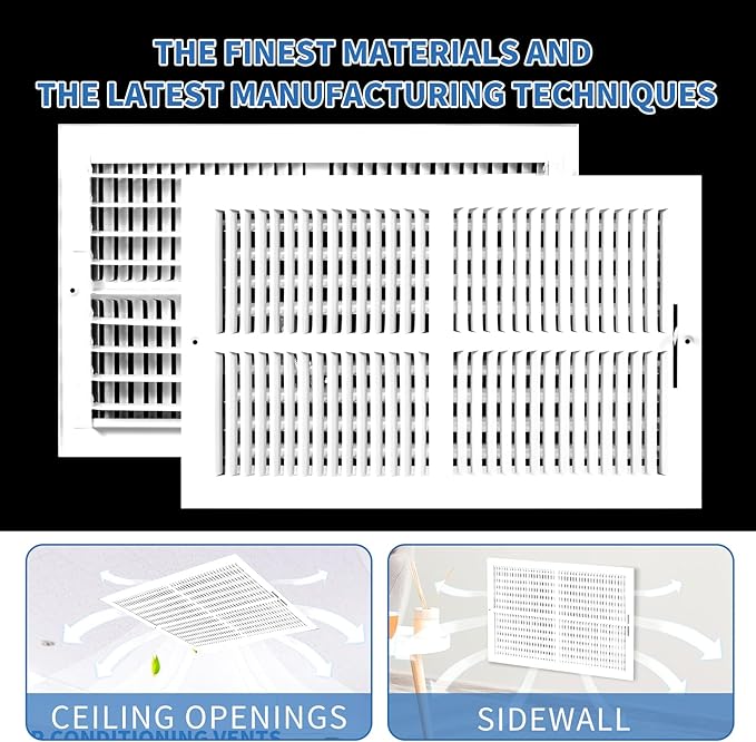20x12 Vent Register [Duct Opening], Vent Covers for Home Ceiling, Two-Way Ventilation Register, Adjustable Solid Steel Wall Register Vent Cover (20"W x12"H [Duct Opening])