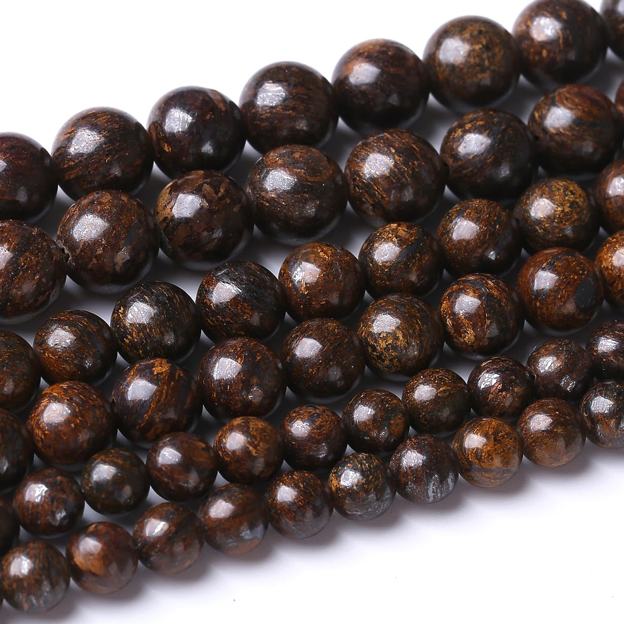 60PCS 6MM Natural Bronze Stone Beads Round Loose Stone Beads for Jewelry Making DIY Energy Stone Healing Power Bracelet 15"