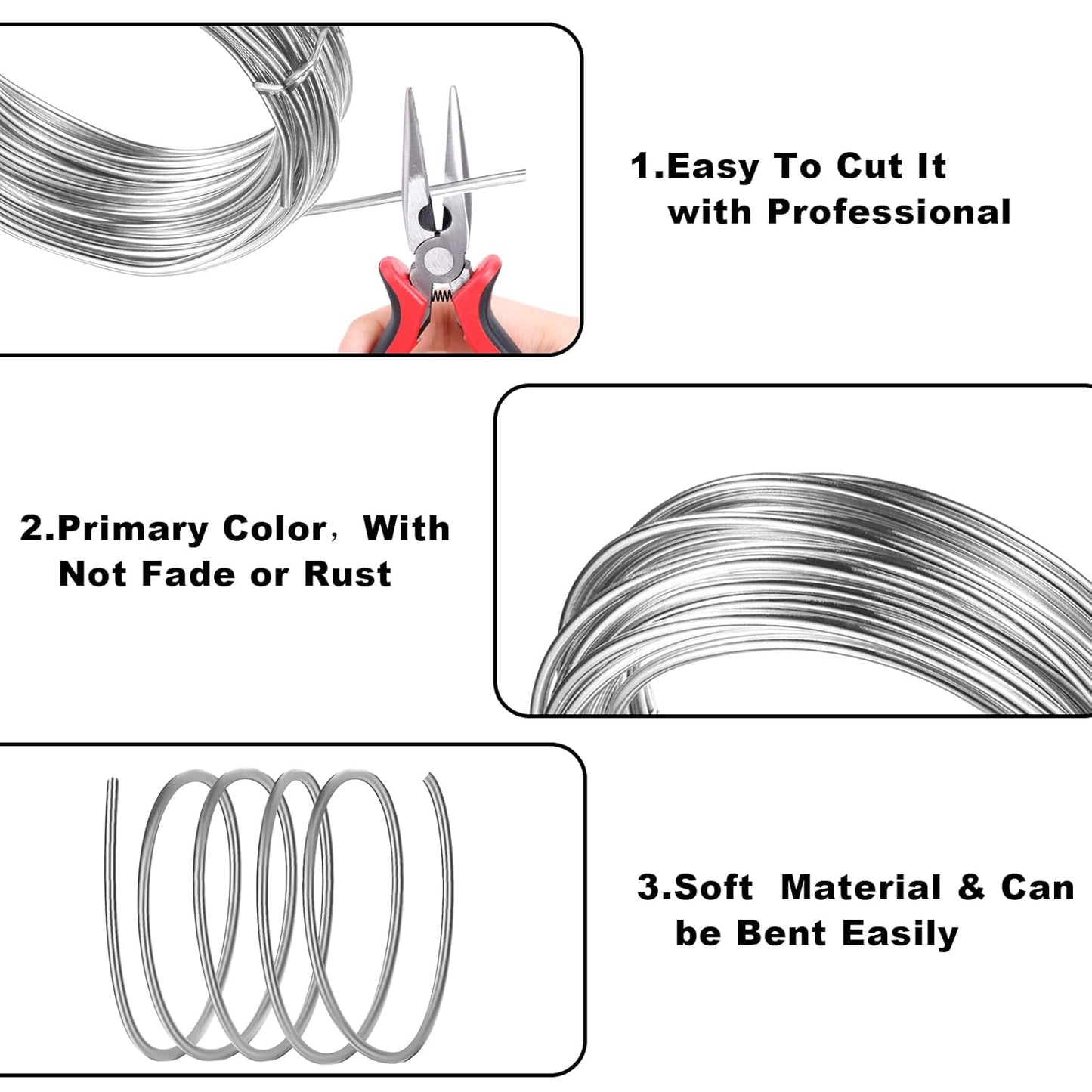 3mm Aluminum Craft Wire, 50 Feet 9 Gauge Bendable Anodized Metal Wire for Sculpting, Jewelry Making, Armature Making, Wire Weaving and Wrapping