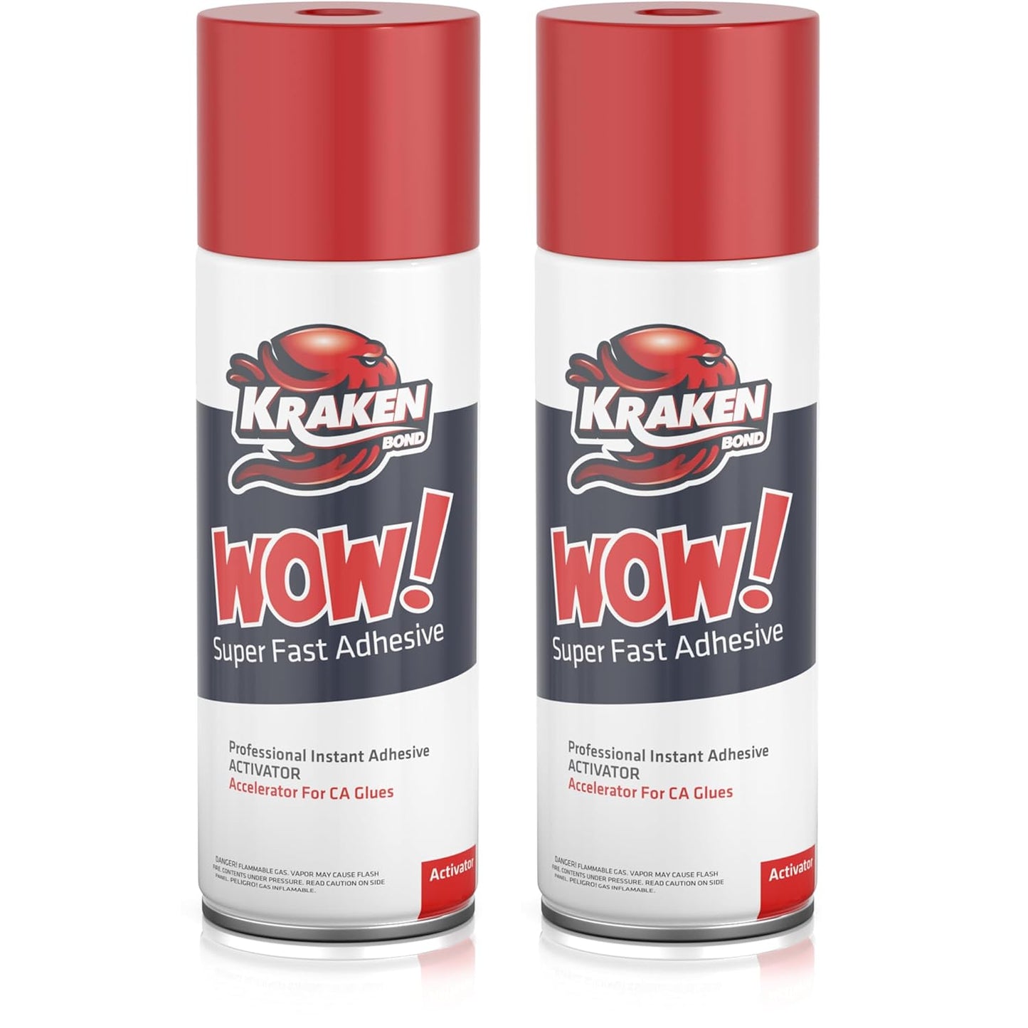 KRAKEN BOND Wow! Spray Adhesive Activator(2X6.76 Oz.) - Cyanoacrylate Super Glue Accelerator Spray for Plastic, Metal, Wood & PVC, CA Glue Activator | 2 Pack