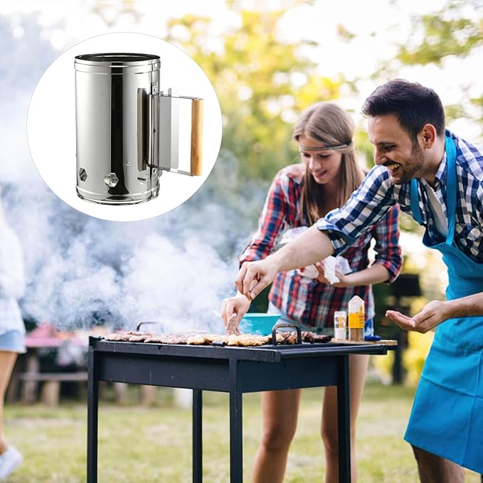 Angoily Fast Charcoal Chimney Starter Barrel for Outdoor BBQ Grill Tool Rust-Resistant Fire Starter for Camping Tailgate Backyard Cooking Compatible with Charcoal Barbecue and Grill