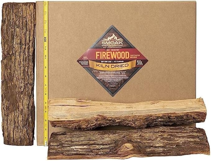 Smoak Firewood - Kiln Dried Premium Oak Firewood (Includes Firestarter) (Large (16inch Logs) 60-70lbs)