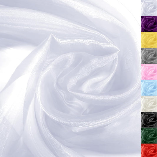 White Organza Fabric – 16" x 20 Yards Elegant Sheer Tulle Bolt for Wedding Arches, Party Decor, Chair Bows, Gift Wrapping & Large DIY Projects (Full Roll)
