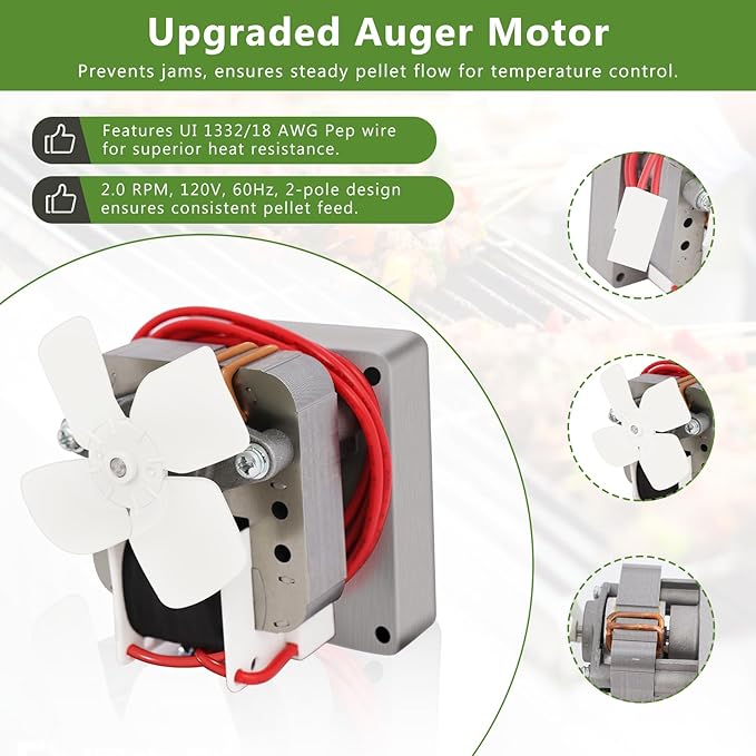 Wood Pellet Grill Parts Replacement for Traeger & Pit Boss, Auger Motor, Grill Induction Fan Kit, Fire Burn Pot, Hot Rod Ignitor with Fuse