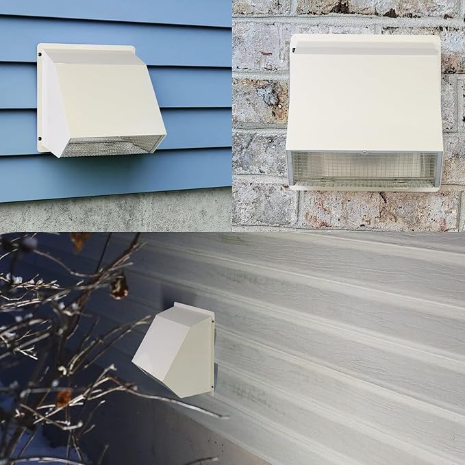 4 Inch Dryer Vent Cover Outside Hooded Wall Vent with Screen and Damper, Exhaust Vent Wall Mount Exterior Wall Vents Cover Cap for Dryer Ventilation&Outdoor Air Exhaust,Galvanized Steel,White