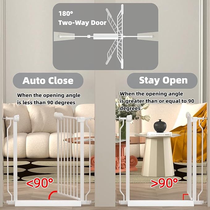 TSAYAWA Baby Gate Extra Wide Fits 71.5-85.8 inch Wide Opening - Dog Pet Gates for Doorways Stairs No Drilling Pressure Mounted - Large Child Safety Gate Indoor Outdoor White