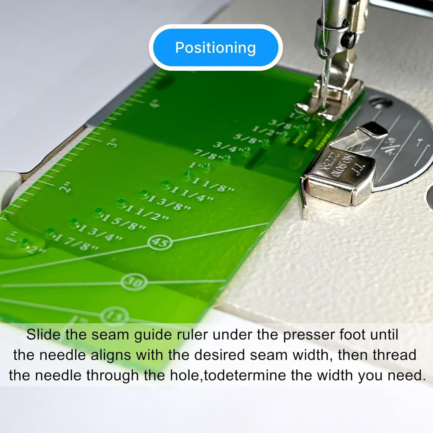 Seam Guide Ruler and Magnetic Seam Guide for Sewing Machine,Includes 1/4” Pivot Point and 15 30 45 Degree Trim Line