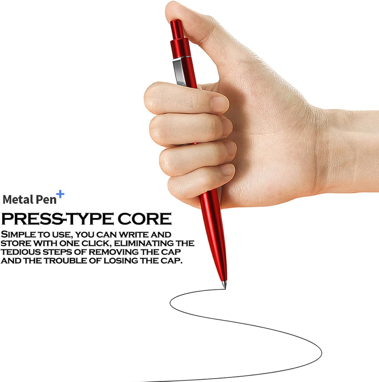 DUNBONG Silvery Metal Gel Pen, Gel Ink Ballpoint Pen, Black Ink, 0.5mm Retractable Ink Pen (Silvery)