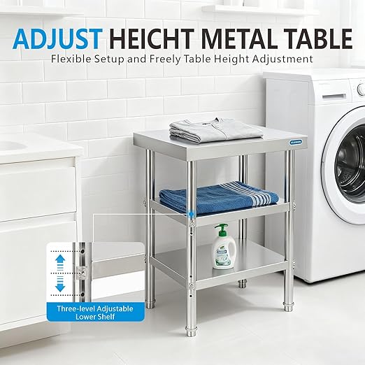 Stainless Steel Table Stainless Steel Prep Table 18 x 24 Inch, NSF Metal Commercial SS Kitchen Prep Worktable for Restaurant Kitchen Garage Warehouse