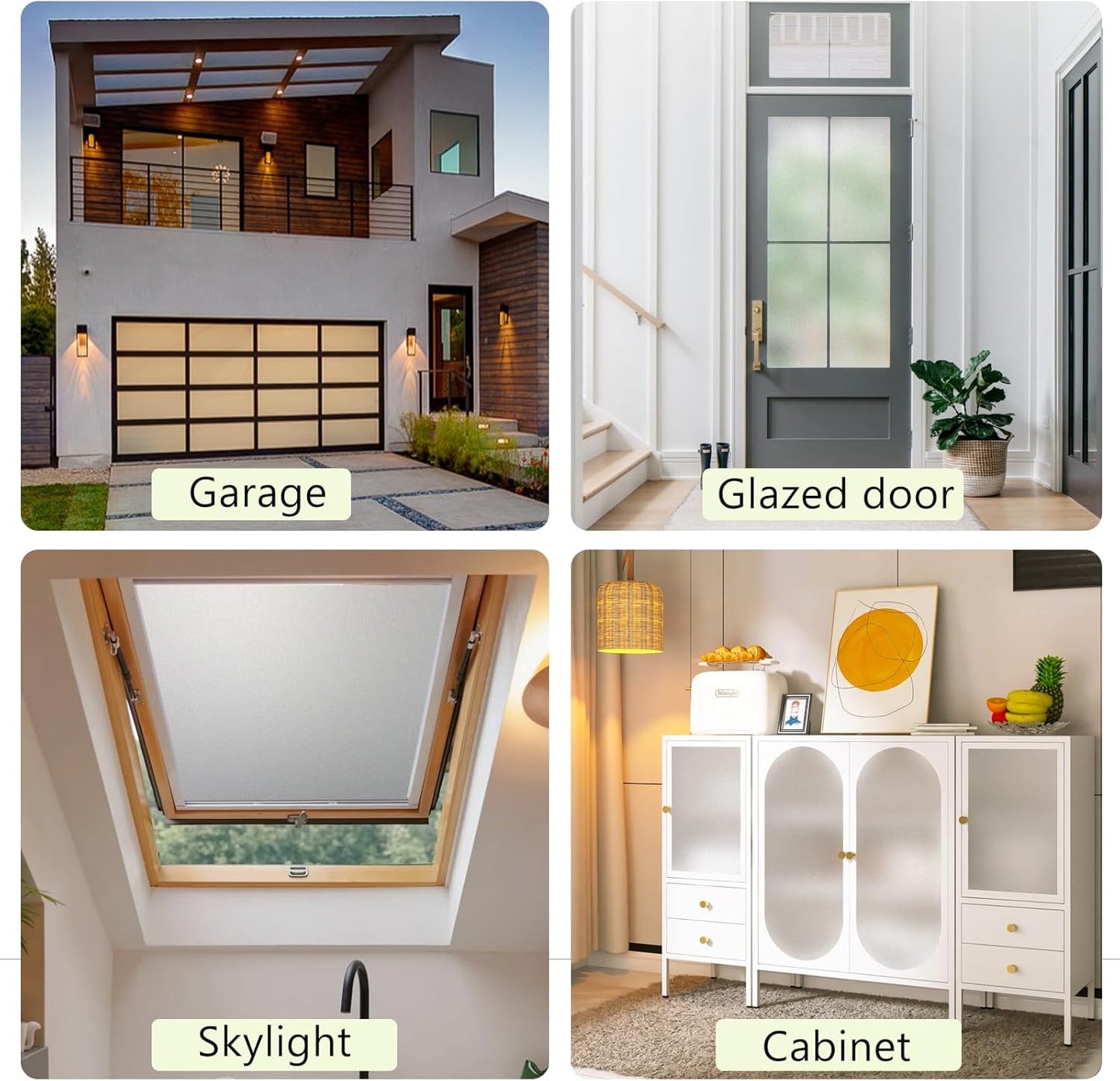 Frosted Glass Window Privacy Film - UV Sun Blocking Heat Control, Static Cling Removable & Reusable for Home, Bathroom, and Office (Frosted, 23.6 Inch x 6.5 Feet)