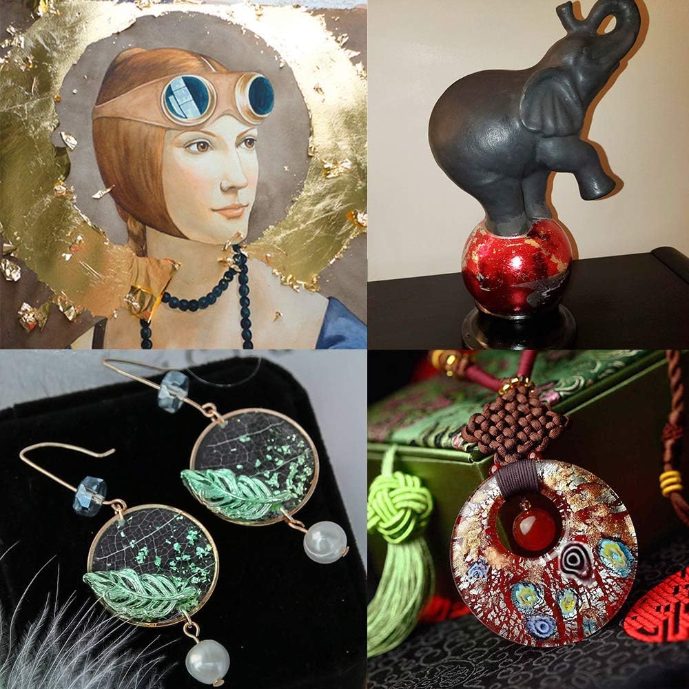 KINNO Gold Leaf Sheets, 600 Pieces Multipurpose 6 Colors Gilding Paper Leaf for Home, Wall, Frame, Ceiling, Furniture Decoration