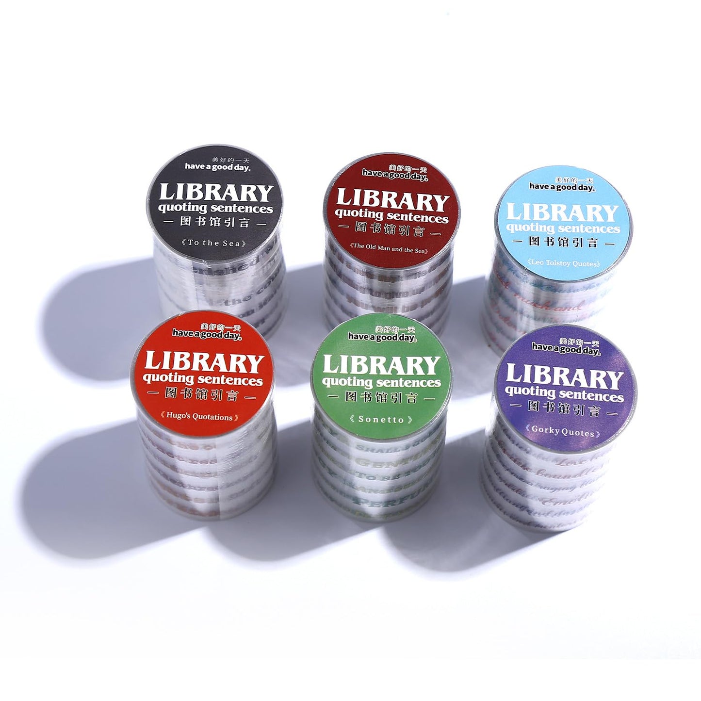 6PCS Sentence PET Tapes, Aesthetic Pre-Cut Ephemera for Journaling, Scrapbooking, and Junk Journals, with Decorative Clip