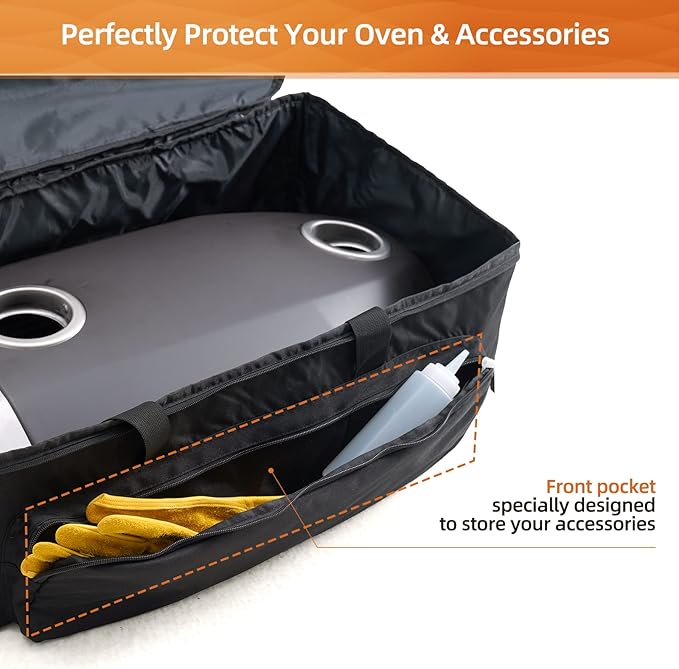 NOELIFE Bag for Ooni Fyra 12, Portable Carrying Case with Pockets for Ooni Pizza Oven Accessories, Padded Carry Bag Made of Thickened Fabric, Heavy-Duty and Water Resistant (Oven Not Included)