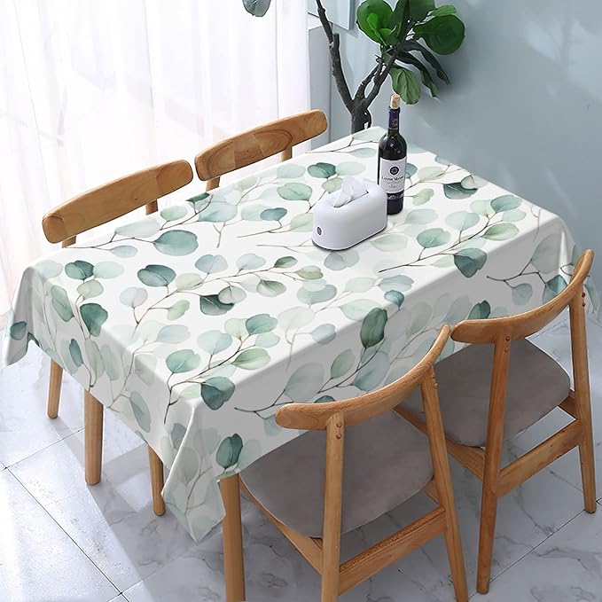 Worltoldb Eucalyptu Tablecloths Polyester Table Cloth for Kitchen Dinning Table Washable Table Cover for Parties Wedding Picnic