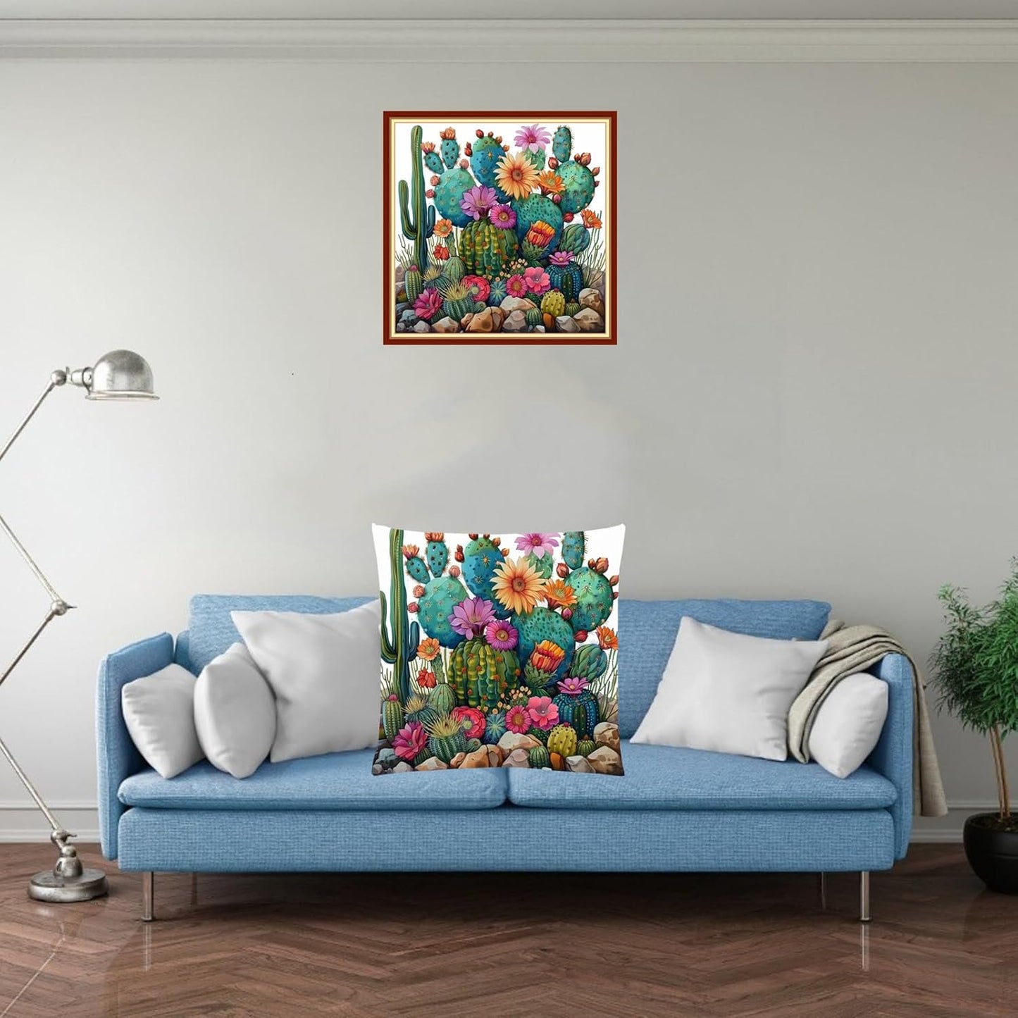 Fanxvivy Stamped Cross Stitch Kits for Adults Beginners Pillow Needlepoint Kit with Embroidery Pattern Needlework Kit Prestamped Stitches Kit 11CT Cross Stitching-Succulents 18x18 inch