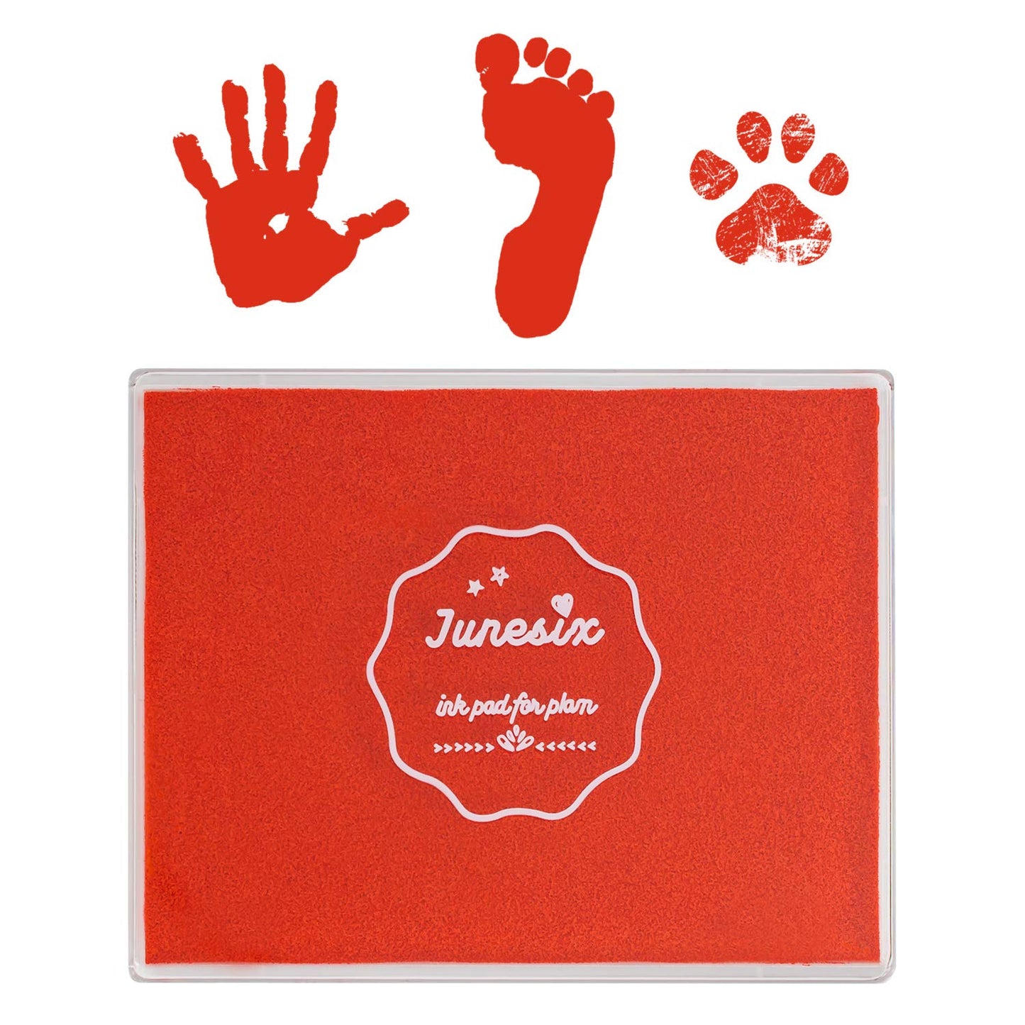 Ink Pad, 5x4'' Washable Non-Toxic Ink Stamp Pad for Baby Footprint Handprint, Red