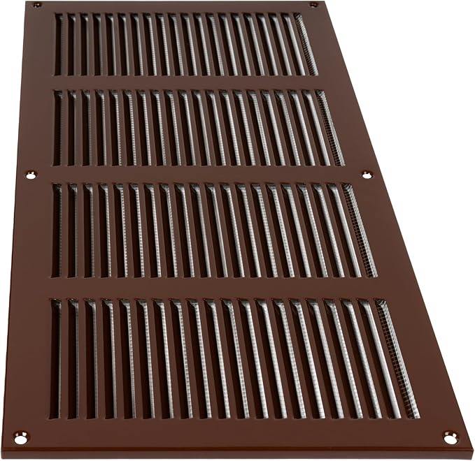 Repa Market Air Vent Cover 16x4 Inch (Outer Dimensions) Brown Galvanized Steel Louvered Grill Cover with Mesh Screen/Wall or Ceiling Vent/HVAC Register for Indoor and Outdoor Ventilation