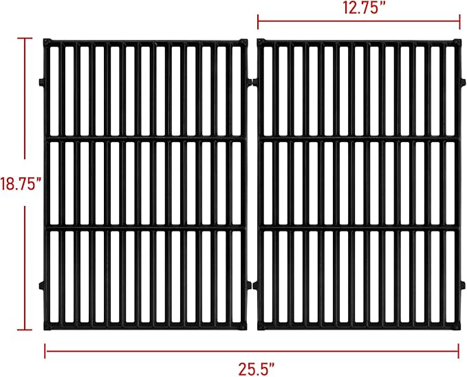 GGC 18.75" Grill Grates for Weber Genesis ii E-310, E-315, E-325, E330, E335, S-310, S-335, S-345 Genesis II LX S-340, LX E-340, 2 PCS Cast Iron Grates for Weber 66095 66802