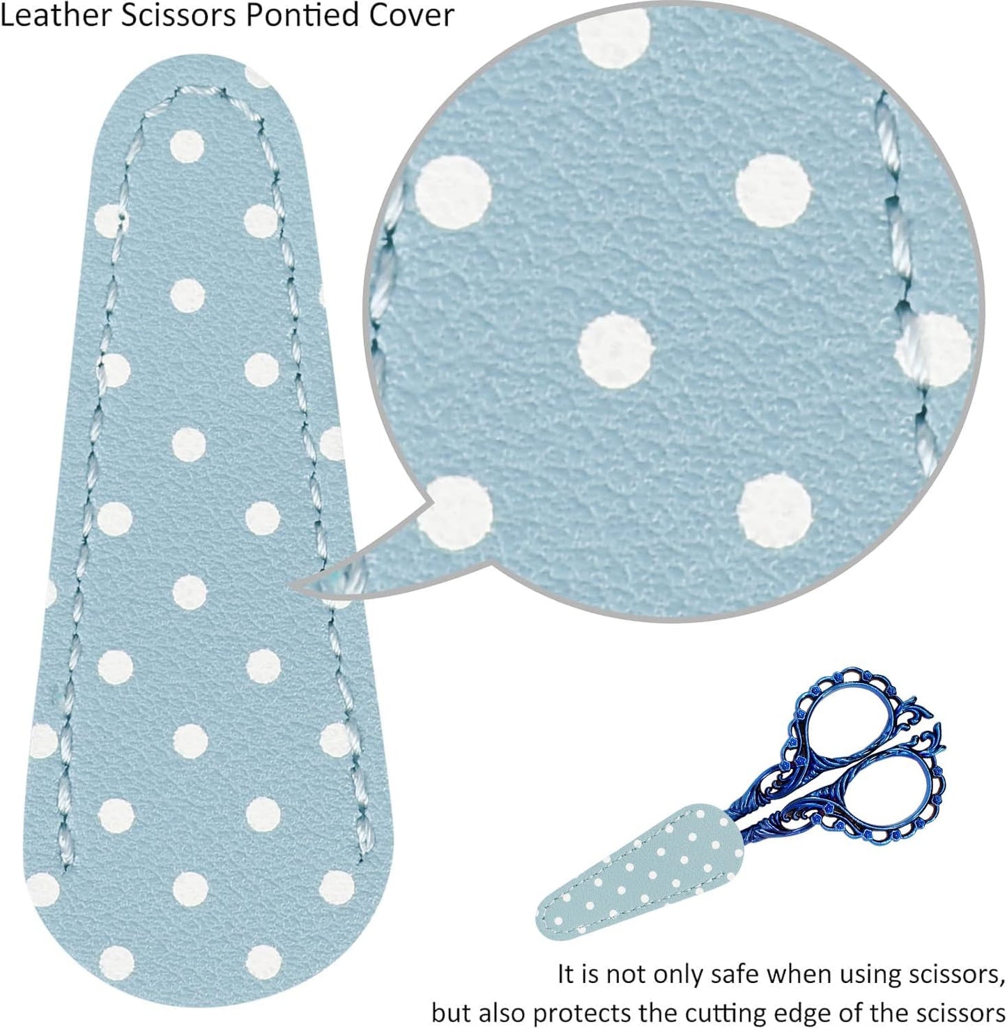 BIHRTC 4.5Inch Cross Stitch Sewing Scissors Small Sharp Scissor with Artificial Leather Cover Stainless Steel Shears for Needlework Artwork Craft Embroidery Sewing DIY Tool