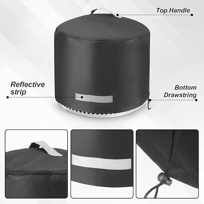 Fire Pit Cover for Solo Stove Bonfire 2.0 Cover 19.5 & 20 Inch, 600D Polyester Heavy Waterproof Round Covers for Stove, Solo Stove Bonfire Accessories for Outdoor Camping, 22" D x 16" H Bonfire Cover
