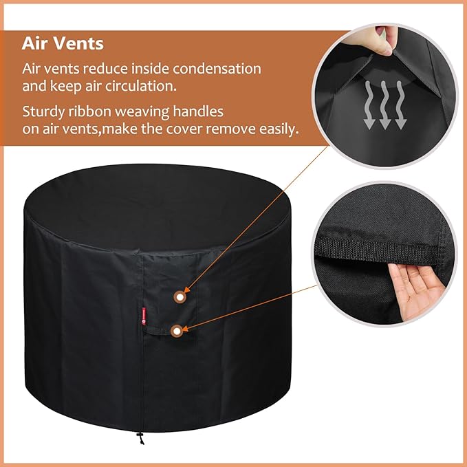 SheeChung Fire Pit Cover Round 30" Dx25 H,Propane Firepit Covers for Bali Outdoor Fire Pit,Waterproof 600D Outdoor Cover,Outside Gas Fire Pit Cover