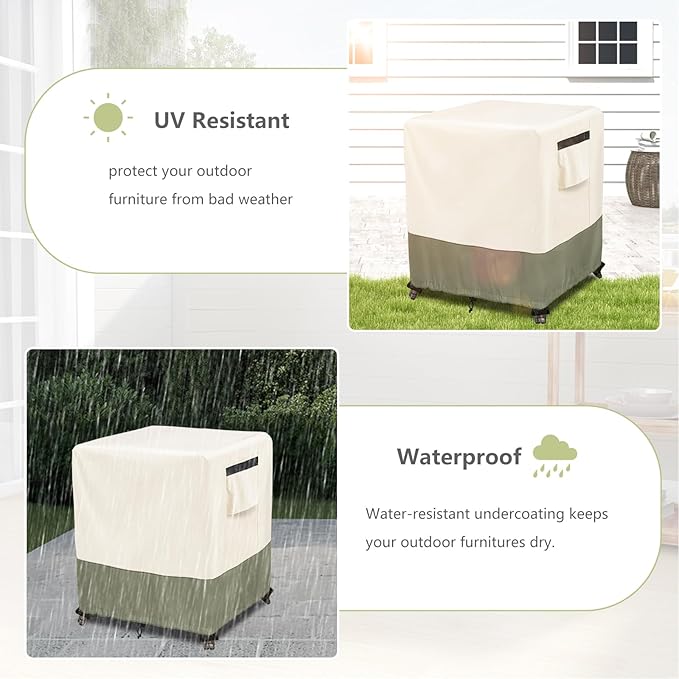 Outdoor Ottoman Cover 25 W x 25 D x 18 H inches,600D Heavy Duty Waterproof Patio Ottoman Cover,Patio End Table Covers