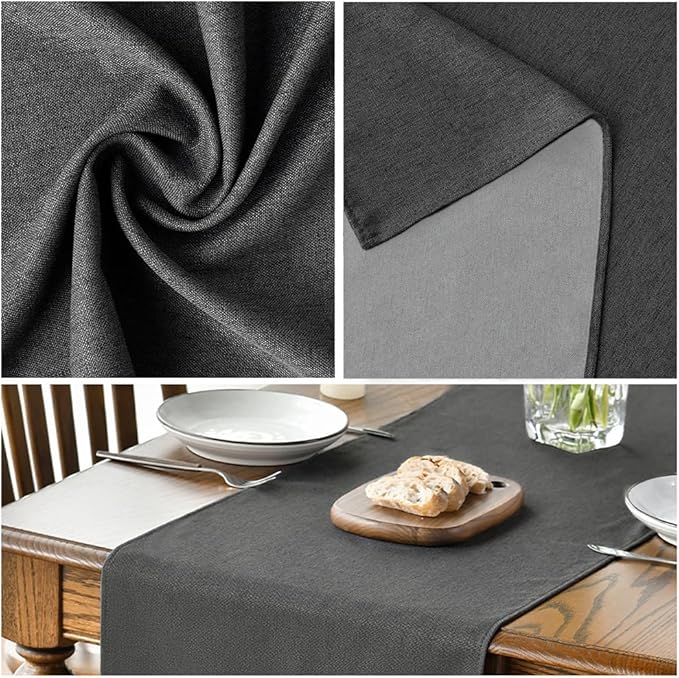 Artoid Mode Grey Table Runner, Seasonal Washable Kitchen Dining Table Decoration for Home Party Decor 13x108 Inch