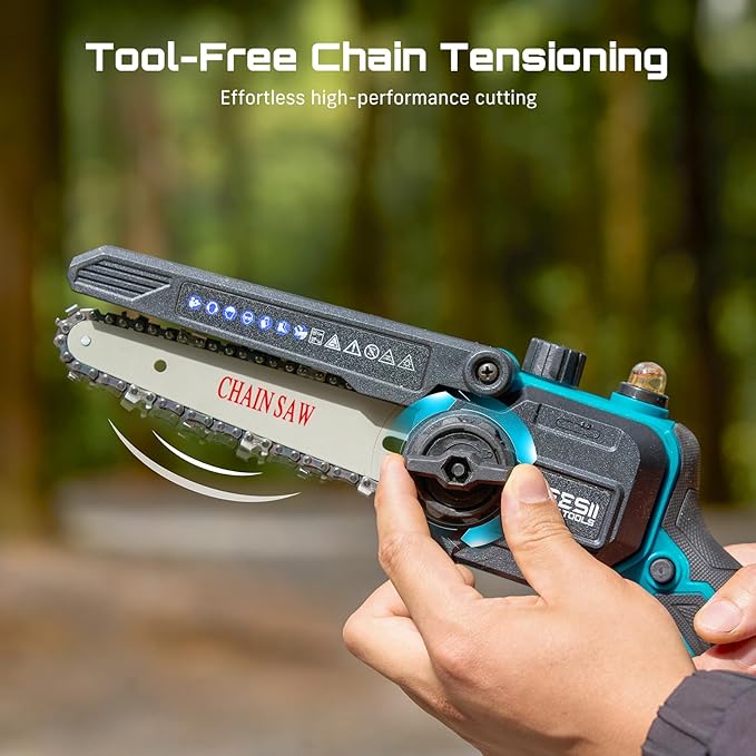 SEESII Electric Chainsaw Trimmer Pruner: 3-in-1 Cordless Chainsaw, Hedge Trimmer, Pruning Shears with 2× Rechargeable 4000mAh Batteries, Garden Tool Kit for Tree Trimming and Branch Cutting