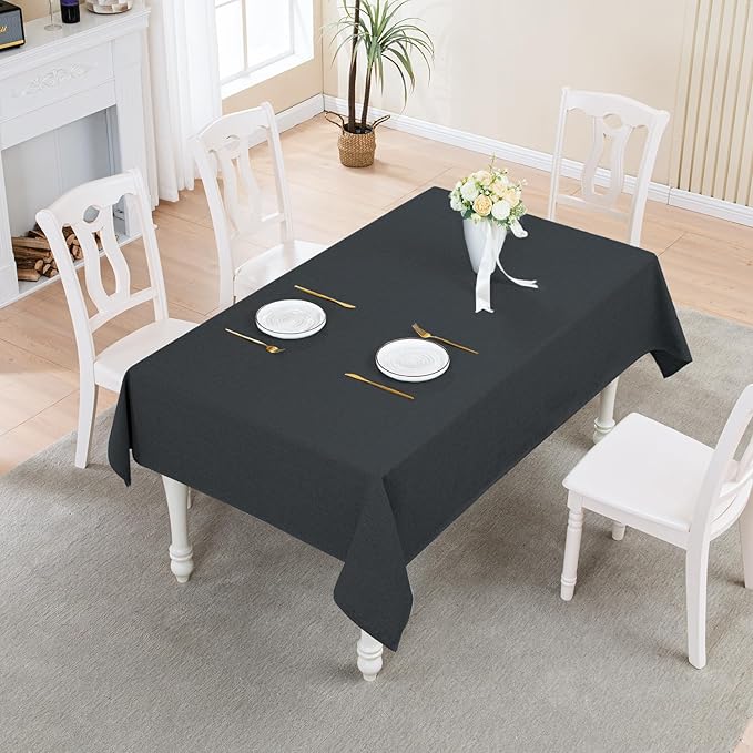 BALCONY & FALCON Rectangle Tablecloth Washable Wrinkle Resistant and Water Proof Table Cloth Decorative Linen Fabric Tablecloths for Dining Parties Kitchen Wedding and Outdoor (Charcoal Grey, 55x95)