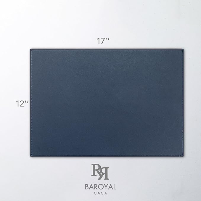 Faux Leather Placemats Set of 8 Vinyl Washable Wipeable Table Mats for Kitchen Dining Table Heat Resistant Waterproof Modern Indoor/Outdoor Placemats Non-Slip Easy Clean Place Mats (Navy Blue)