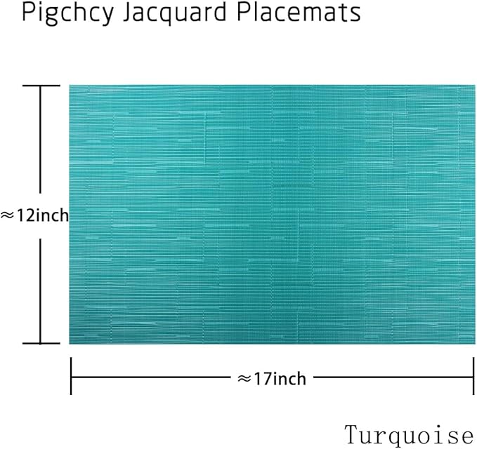 PIGCHCY Placemats Set of 8 Washable Durable Place Mats Vinyl Heat Resistant Non-Slip Table Mats Indoor Outdoor (Turquoise)