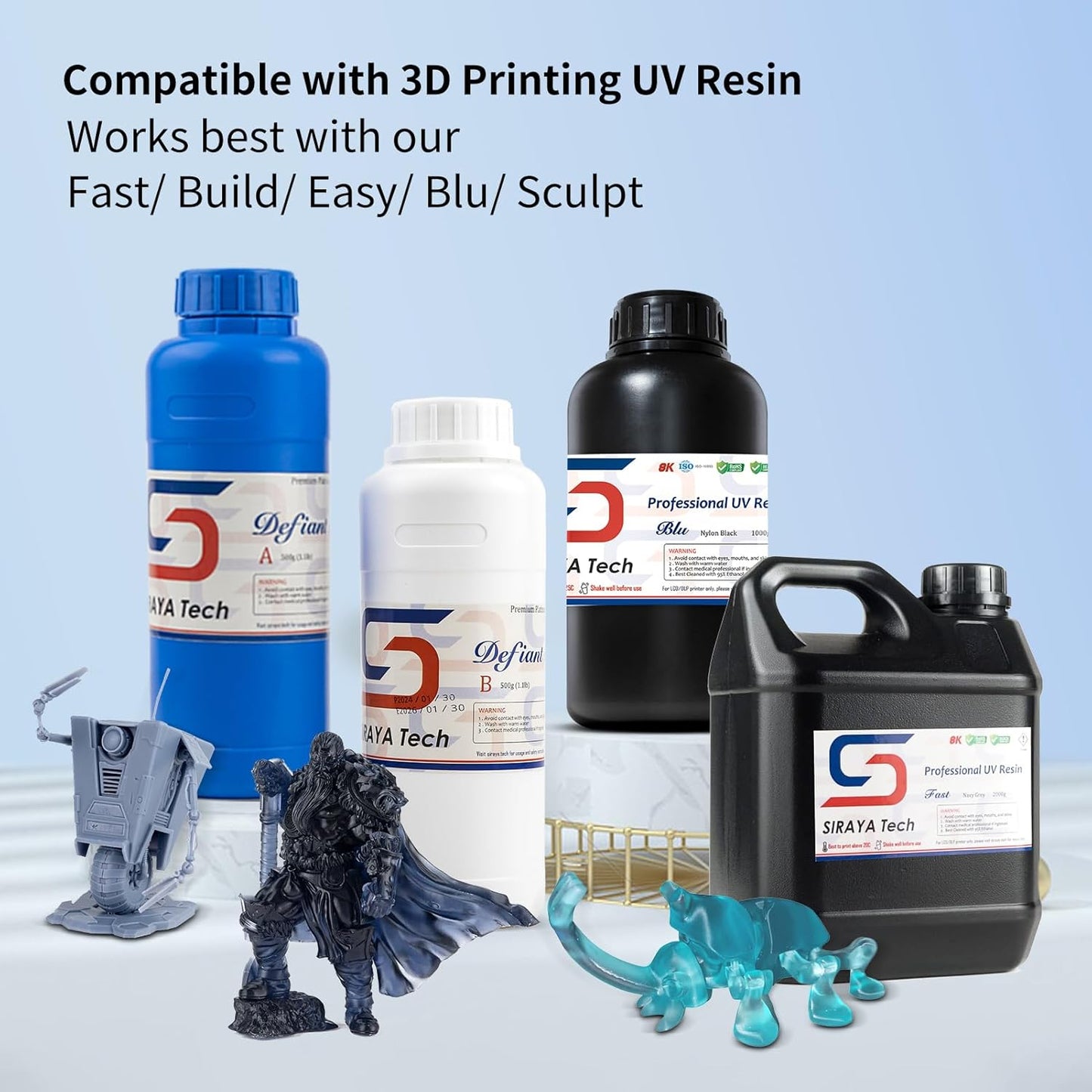 Siraya Tech Defiant 10 Platinum Silicone Mold Making Kit – Ultra-Flexible, Food Safe, 10A Shore Hardness, Easy to Stop Curing Inhibition, No Coating, for UV Resin 3D Prints, DIY & Casting (35.3 Oz)