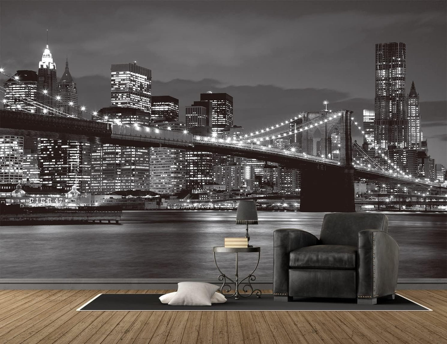 Brooklyn Bridge and New York City Wall Murals Large Photo Wallpaper Murals for Wall Living Room Bedroom Dining Room(Not Self-Adhesive) 151inchx105inch (385x268cm)