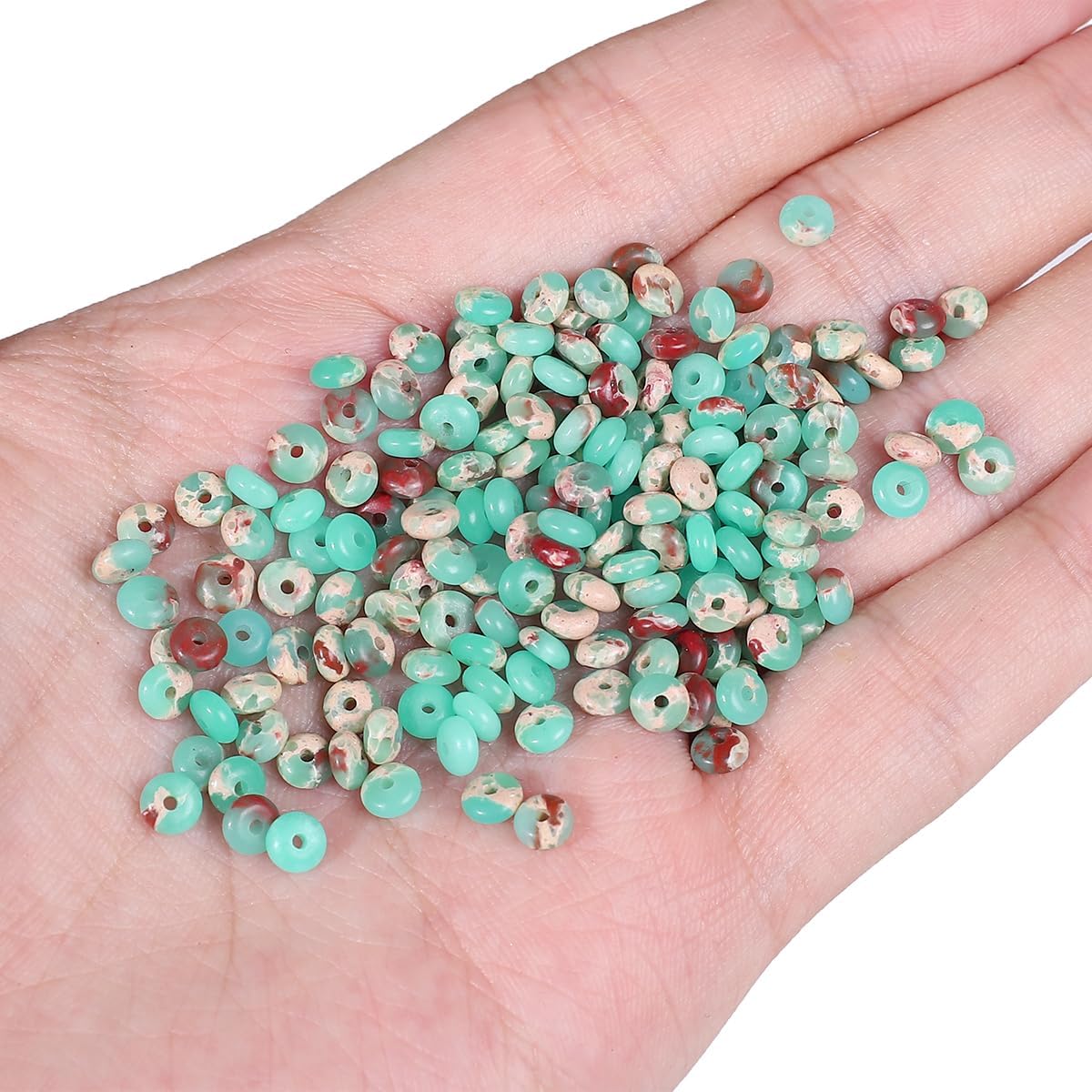 Natural Green Shoushan Disk Stone Beads 4x2mm 160pcs Rondelle Loose Semi Gemstone Beads for Jewelry Making Design