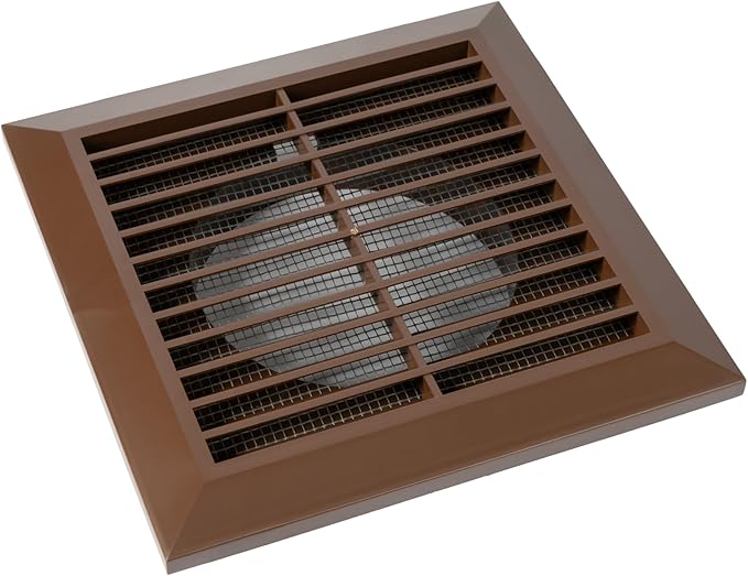 Brown 4" Inch Ventilation Grille - Inside/Outside use - (Flange 3.9"Ø/Cover 6.7"x6.7") - Air Vent Louver - Exhaust Hood - Available 3 Sizes / 4 Colors, Brown