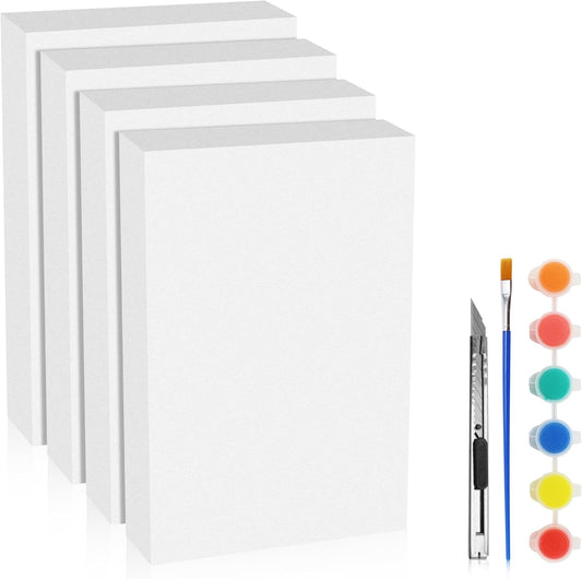 LuckyFoam White 4 Pack 12x7.5x2 inch Foam Sheets 2 Inch Thick Polystyrene Rectangles XPS Foam Board Craft for Insulating DIY Modeling Art Supplies
