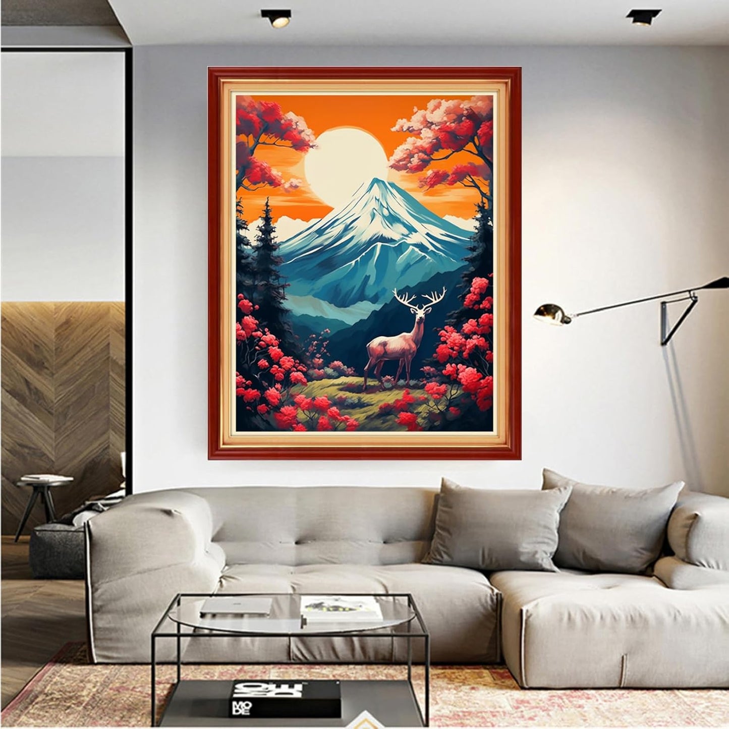 Dooxvey Cross Stitch Kit for Adult Beginners - Full Range of Stamped Kits - 11CT Cross Stitch Patterns - Snow Mountain Sunrise - 16x20 inch