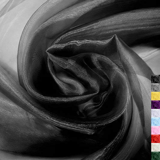 Black Organza Fabric – 16" x 20 Yards Elegant Sheer Tulle Bolt for Wedding Arches, Party Decor, Chair Bows, Gift Wrapping & Large DIY Projects (Full Roll)