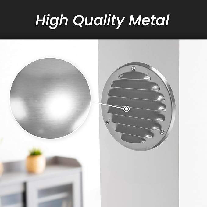 Repa Market 4 Inch (Opening Dimensions) Round Air Vent Cover/White Galvanized Steel Louvered Grill Cover with Mesh Screen/Wall or Ceiling Vent/HVAC Register for DIY Home Improvement