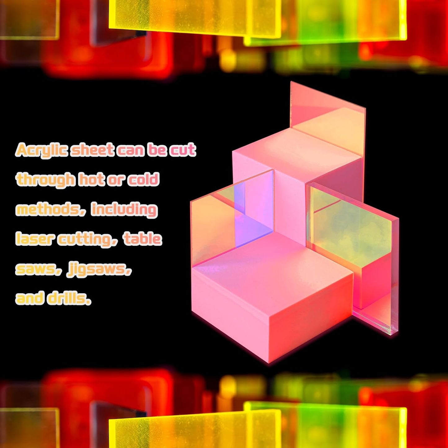 uxcell 4Pcs Acrylic Sheets 12x6 Inch Acrylic Panel 1/8 Inch-3mm Plastic Board for Picture Frames Sign Holders DIY Display Projects Craft, Clear Orange