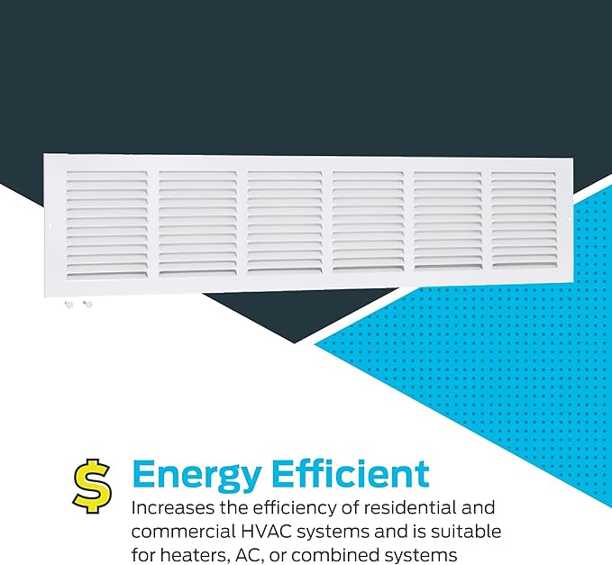 EZ-FLO 30 x 6 Inch (Duct Opening) White Return Air Vent Cover for Wall or Ceiling, 31-3/4 Inch x 7-3/4 Inch (Overall Dimensions), Solid Steel Return Air Grille, HVAC Air Return, 61630 (Pack of 4)