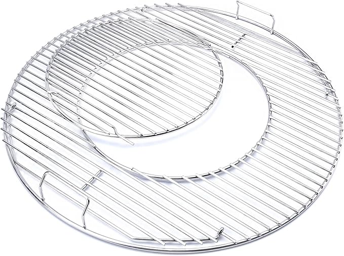 GasSaf Grill Grates Replacement for Weber 8835, 22.5 inch Charcoal Grills, Kettle, Performer, Master-Touch and Others, 21.5 Inches Gourmet BBQ System Hinged Stainless Steel Cooking Grate Grids