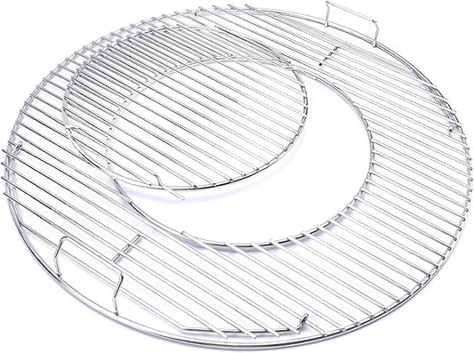 GasSaf Grill Grates Replacement for Weber 8835, 22.5 inch Charcoal Grills, Kettle, Performer, Master-Touch and Others, 21.5 Inches Gourmet BBQ System Hinged Stainless Steel Cooking Grate Grids