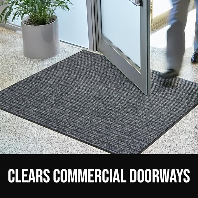 GORILLA GRIP Waterproof Traffic Guard Door Mat, 70x24, Heavy Duty Entryway Mats, Strong Rubber Back Commercial Rugs for Office Hallway, Garage Floor and Home, Low Profile Carpet Runner, Light Gray
