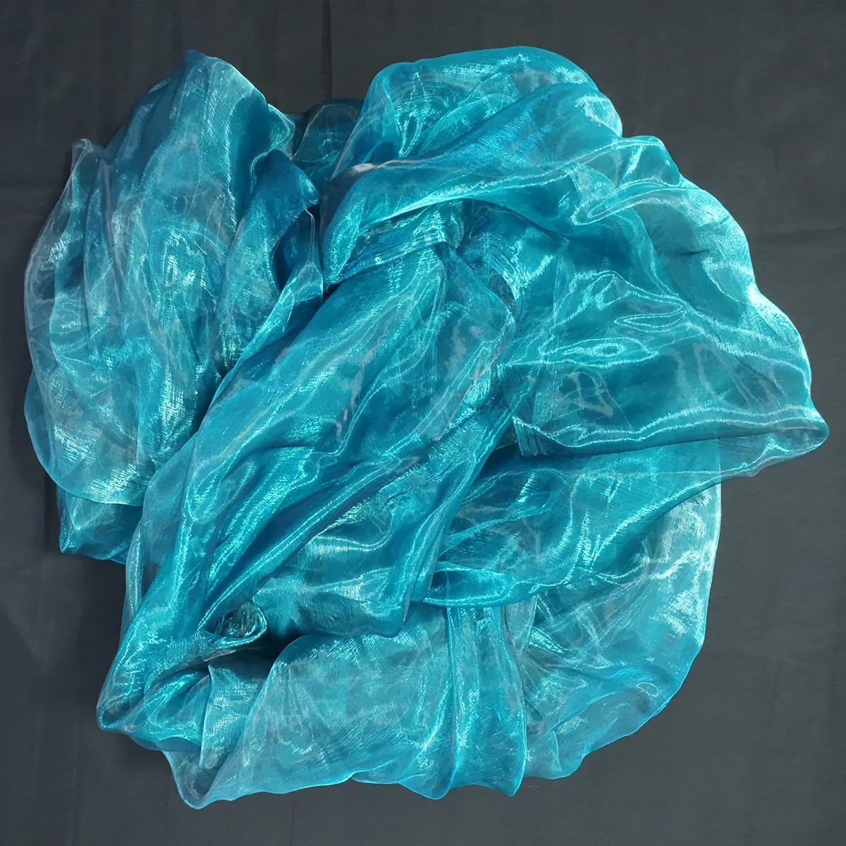 Two-Tone Iridescent Holographic Organza Fabric - 5.5 Yards by The Yard | Lightweight Sheer Tulle | for Wedding Dresses, Party Decor, DIY Crafts, Shiny Backdrops(Midnight Blue)