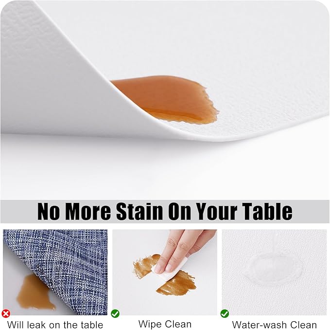 Homaxy Faux Leather Heat Resistant Placemats for Dining Table Set of 8, Waterproof Wipeable Washable PU Table Mats, Easy to Clean Anti-Slip Place Mats, 11.8" x 17", White