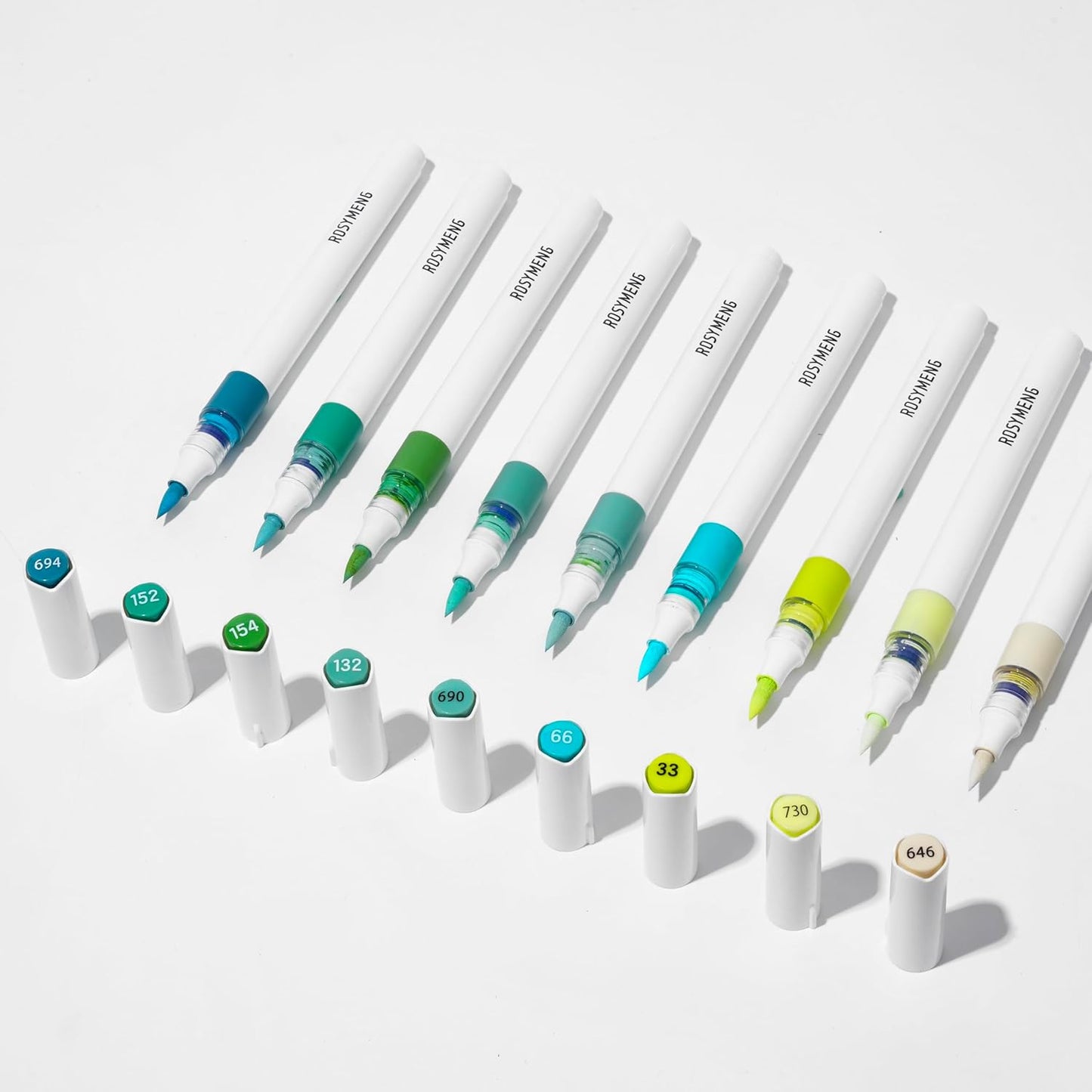 ROSYMENG 9 Color Acrylic Paint Pens,Quick-Drying Waterproof Acrylic Paint Markers, Soft Brush Tip Acrylic Markers for Canvas, Rock Painting, Wood, Stone, Glass, Ceramic, Fabric Painting, DIY Crafts