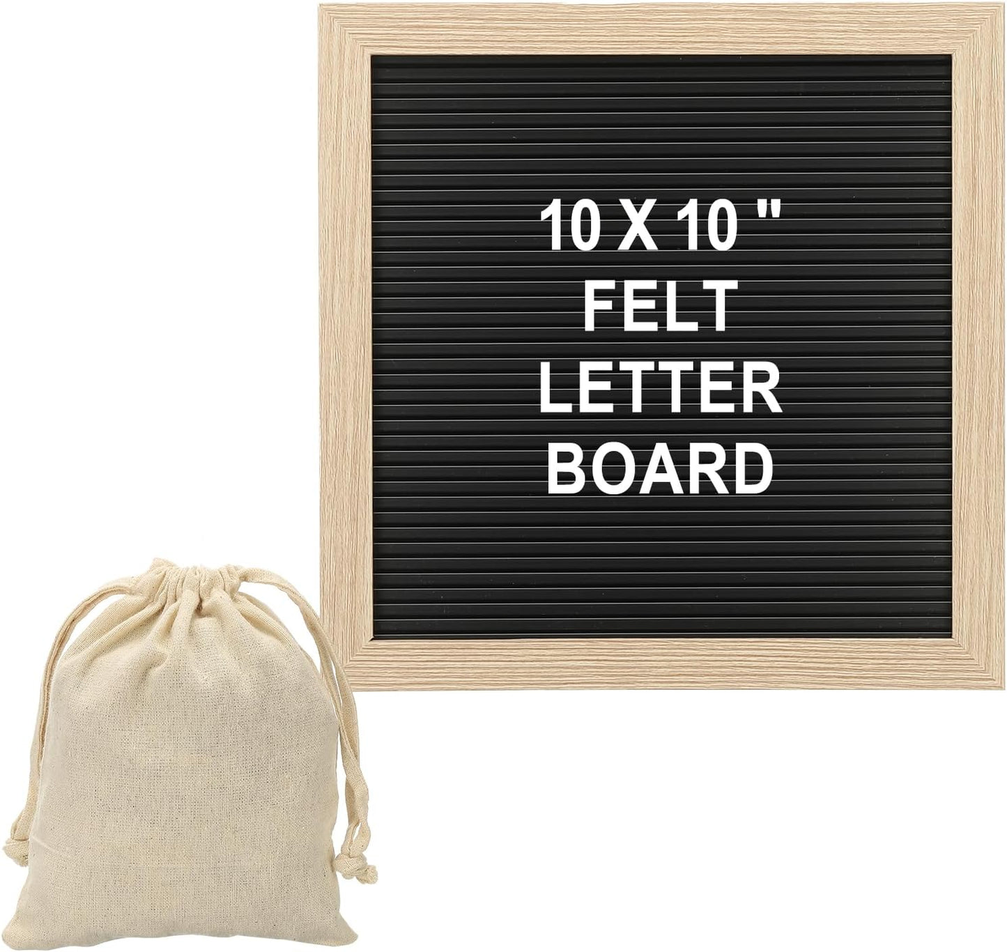 PATIKIL Felt Letter Board, 10x10Inches Black Brown Wooden Changeable Message Board with Storage Bag Stand for Kitchen Menu Classroom Farmhouse Decor Notes, White Letter