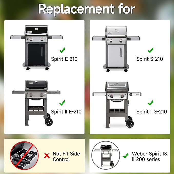 7637 17.5’’ Stainless Steel Grill Grates for Weber Spirit E210 E-220 S210 S-220 Spirit 200&Spirit II 200 Series Gas Grills with Front Control Panel, Cooking Grid for Weber Spirit 200 Series